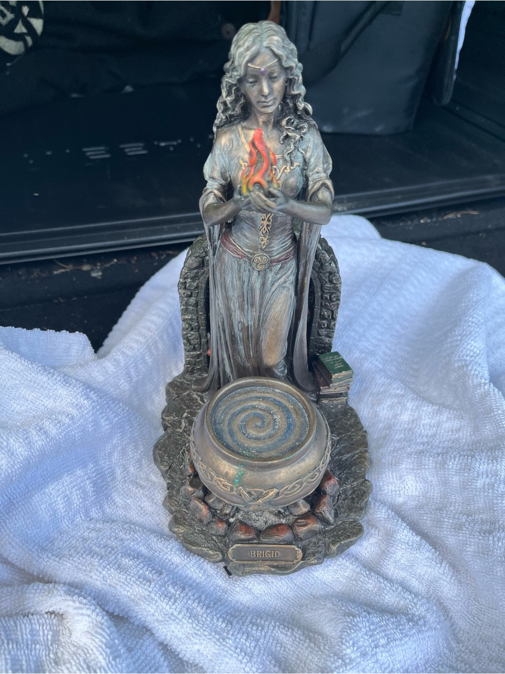 Brigid Goddess Statue in Aged Bronze Finish - Brigid Home Art